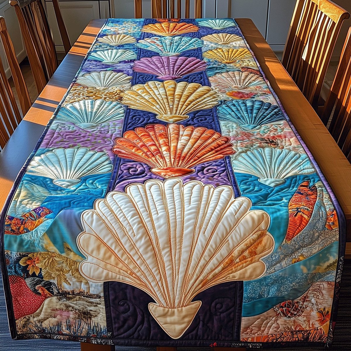 Seashell Harmony Table Runner - Made to Order TABLE928
