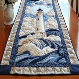Serene Lighthouse Waves Table Runner - Made to Order TABLE928