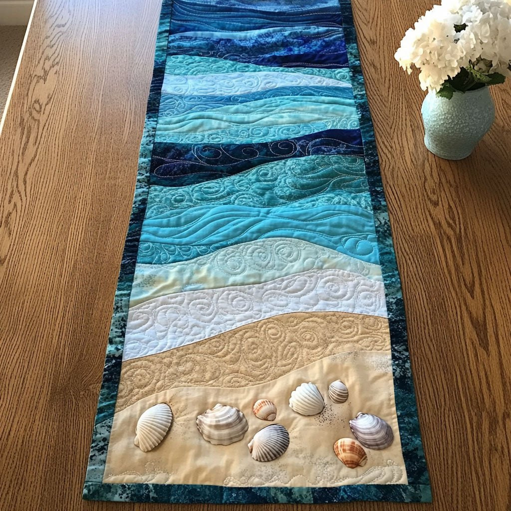 Seashells on Sandy Beach Table Runner - Made to Order TABLE928