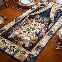 Seder Table Gathering Scene Table Runner - Made to Order TABLE928