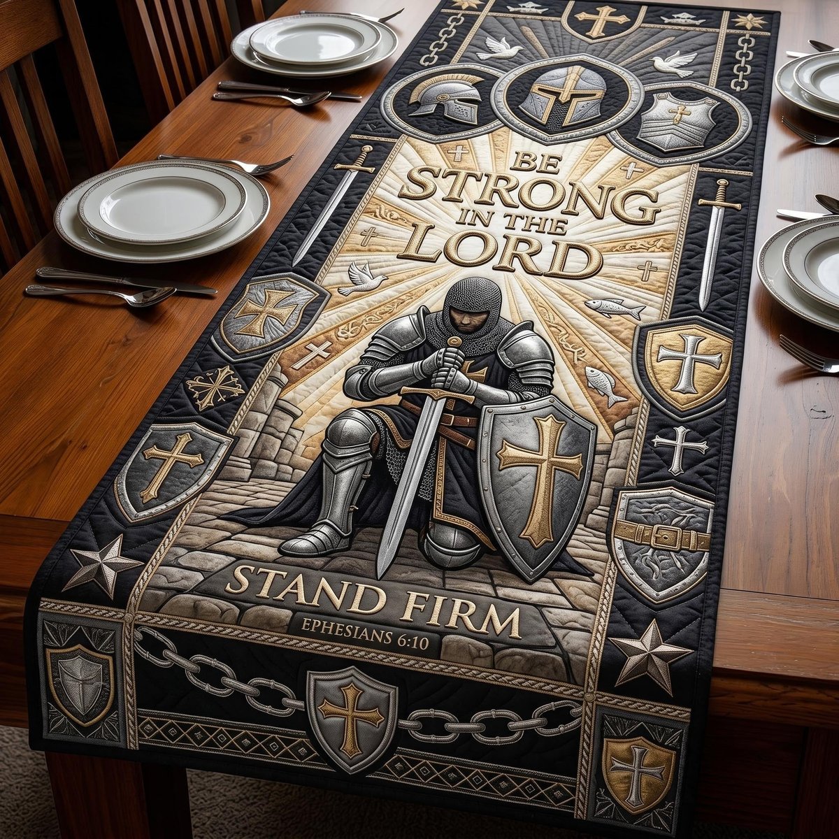 Sacred Armor Table Runner - Made to Order TABLE928