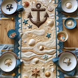 Sandy Anchor Table Runner - Made to Order TABLE928
