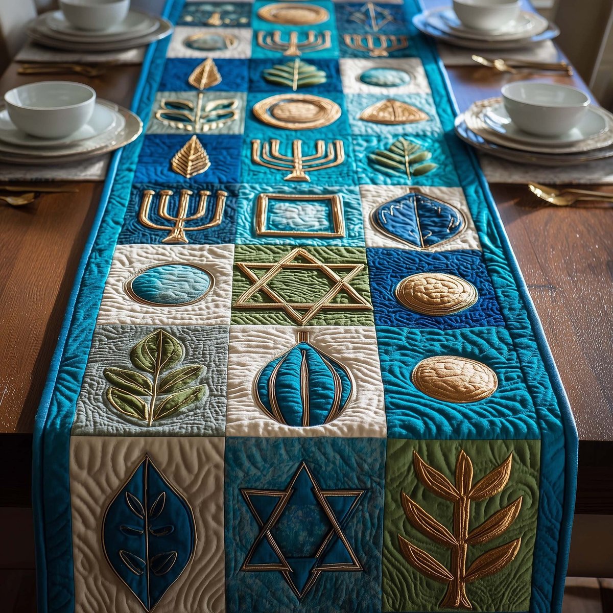 Sacred Blue Table Runner - Made to Order TABLE928