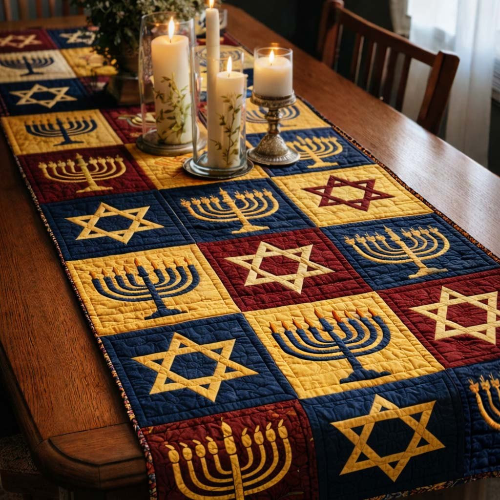 Sacred Hanukkah Patch Table Runner - Made to Order TABLE928