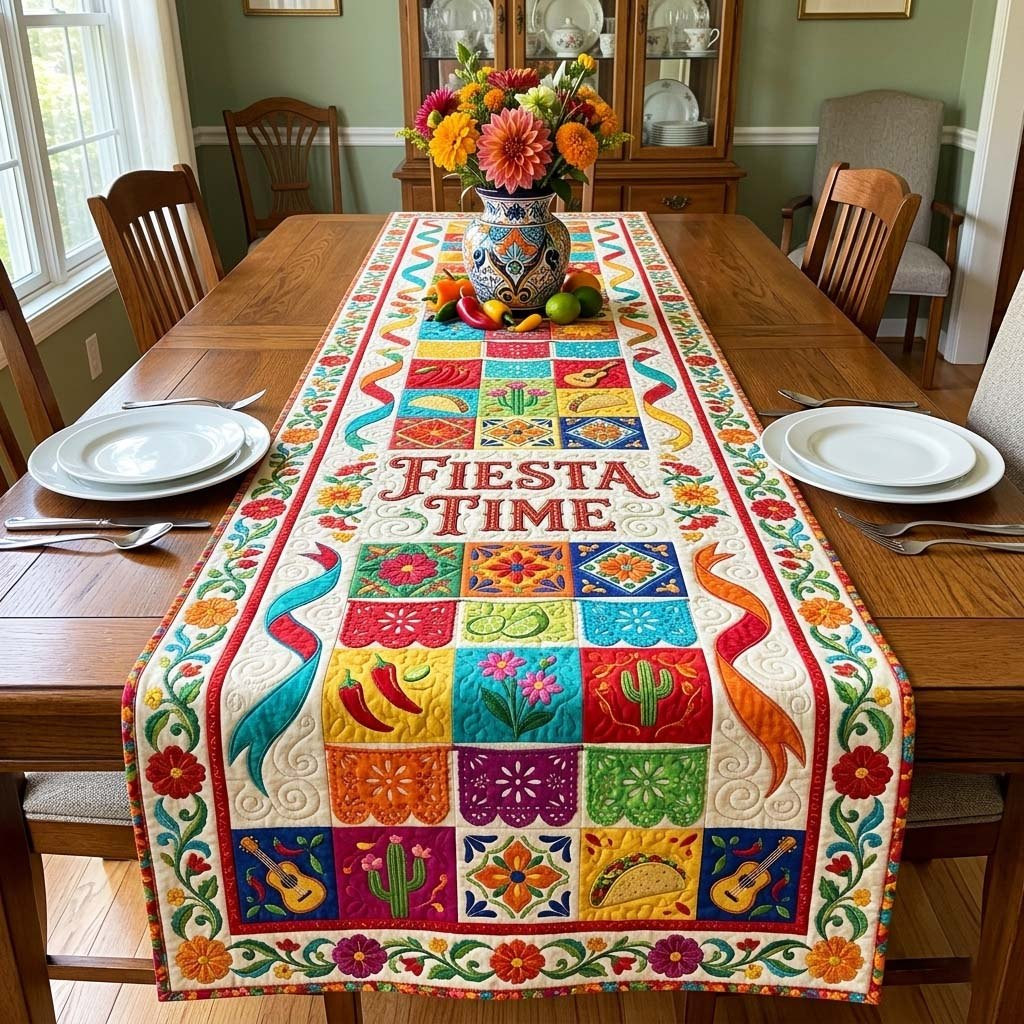 Fiesta Time with Chili Squares Table Runner - Made to Order TABLE928