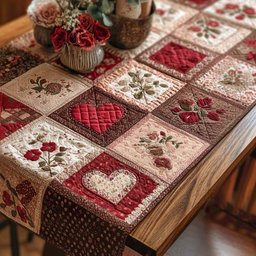 Rustic Red Garden Heart Table Runner - Made to Order TABLE928