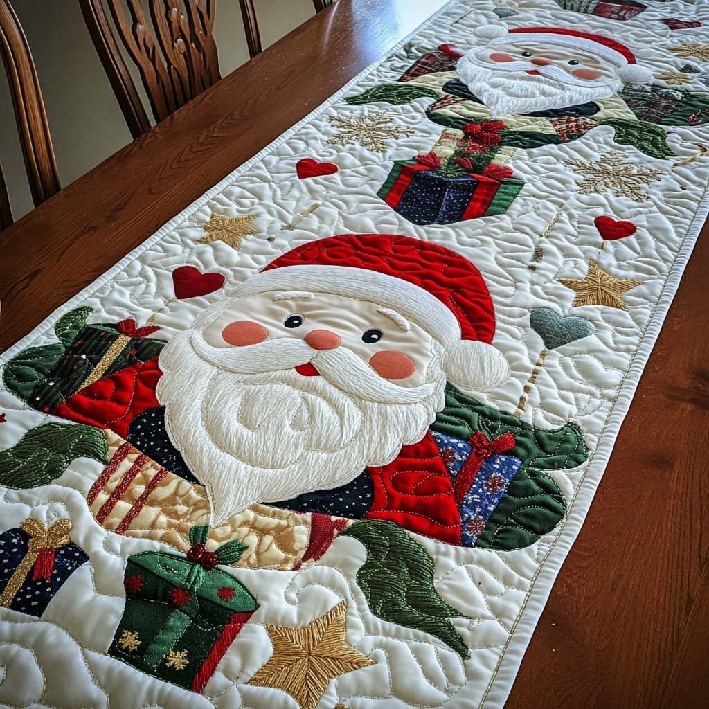Santa with Wrapped Gifts Table Runner - Made to Order TABLE928