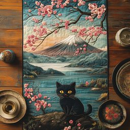 Sakura Spirit Cat Table Runner - Made to Order TABLE928