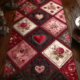 Scarlet Romance Heart Table Runner - Made to Order TABLE928