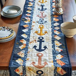 Sailors Delight Anchors Table Runner - Made to Order TABLE928