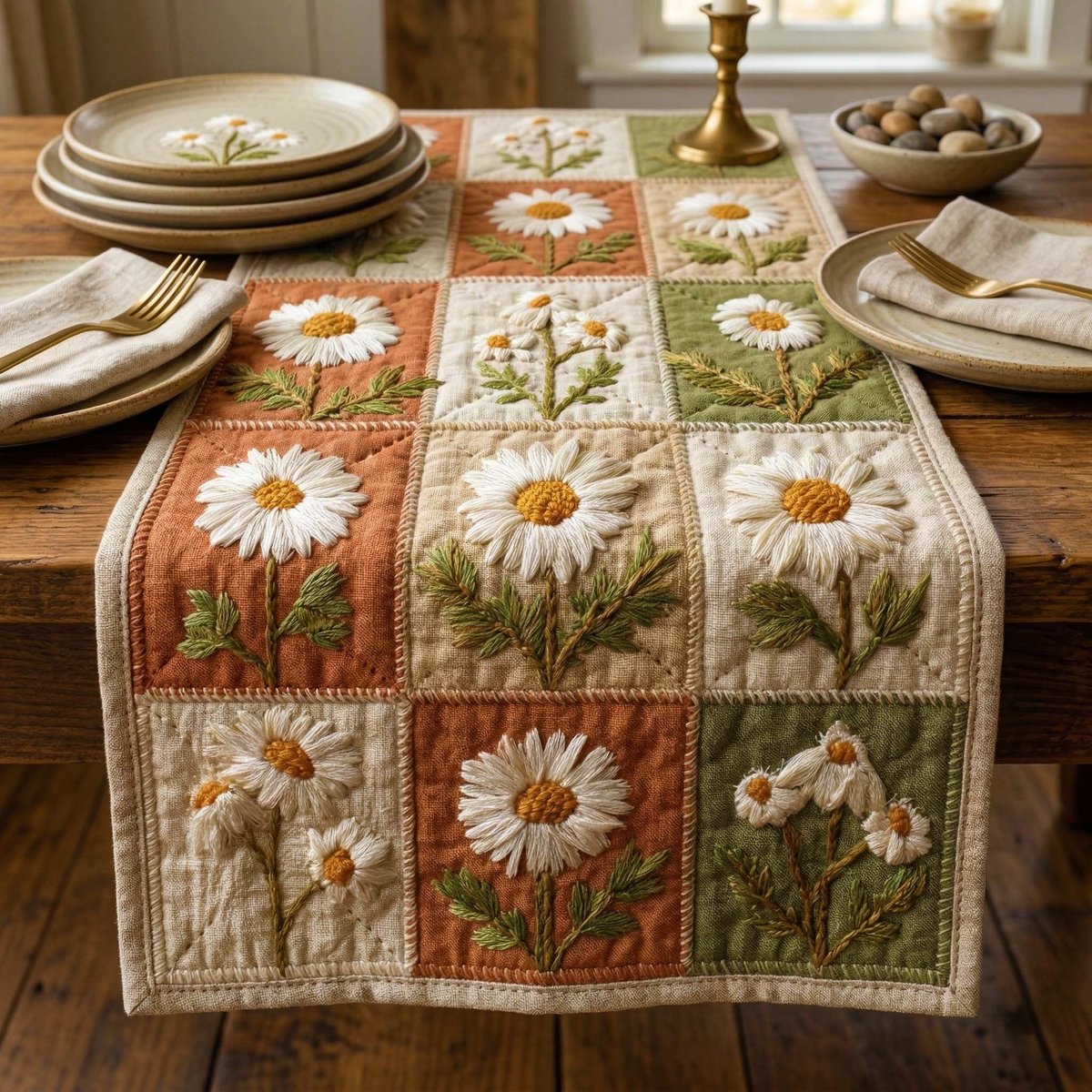 Rustic Daisy Table Runner - Made to Order TABLE928
