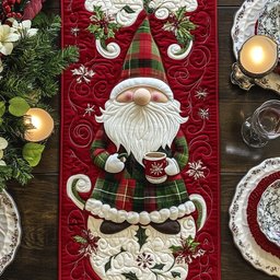 Santa Gnome with Cocoa Mug Table Runner - Made to Order TABLE928