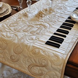 Cream Piano Keyboard with Soft Scrolls Table Runner - Made to Order TABLE928