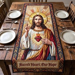 Sacred Heart Our Hope Table Runner - Made to Order TABLE928