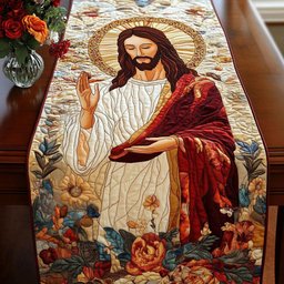 Robed Figure in a Red Mantle Table Runner - Made to Order TABLE928