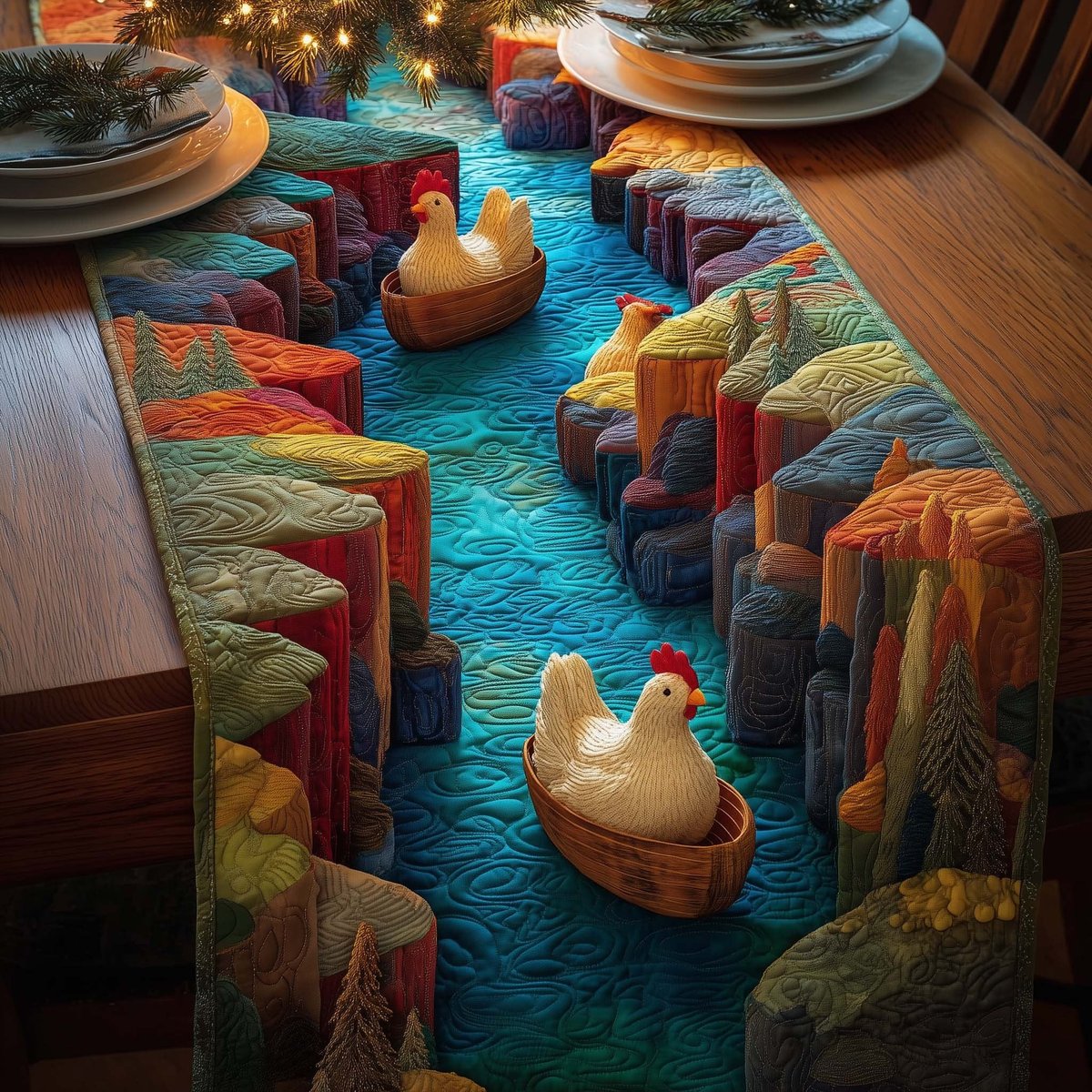 River Chickens Table Runner - Made to Order TABLE928