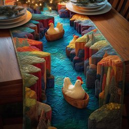 River Chickens Table Runner - Made to Order TABLE928