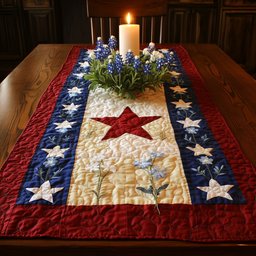Red Star on Cream Panel Table Runner - Made to Order TABLE928
