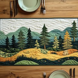 Rolling Green Hills with Pines Table Runner - Made to Order TABLE928
