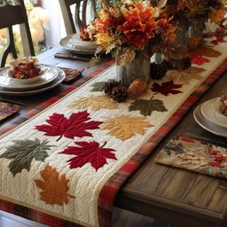 Red and Orange Maple Leaves Table Runner - Made to Order TABLE928