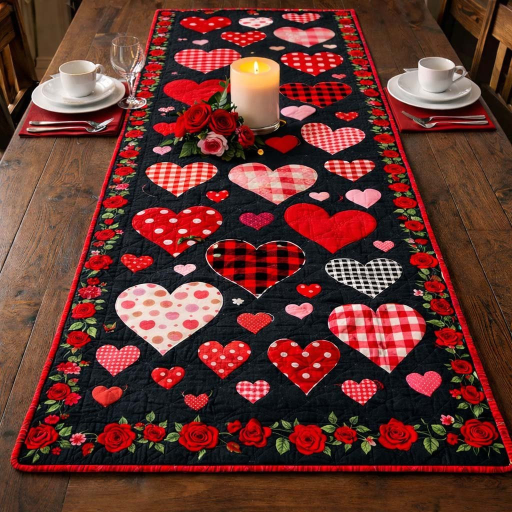 Rose Heart Garden Table Runner - Made to Order TABLE928