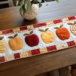 Row of Apples and Peaches Table Runner - Made to Order TABLE928