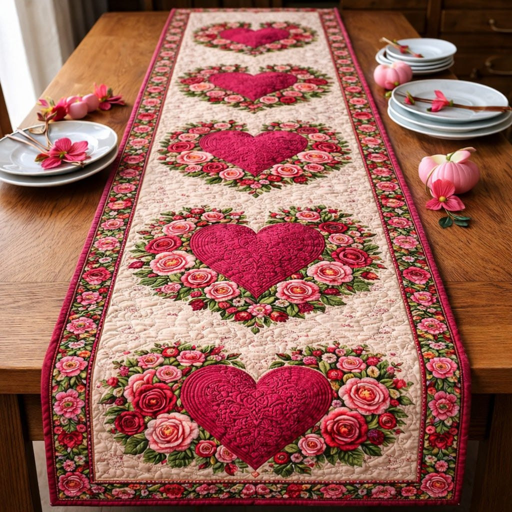 Rose Heart Romance Table Runner - Made to Order TABLE928