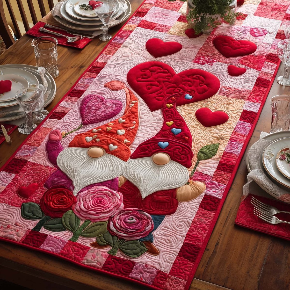 Rose Gnomes Table Runner - Made to Order TABLE928