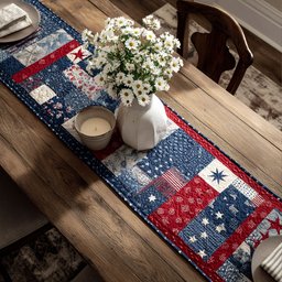 Red White Blue Blocks Table Runner - Made to Order TABLE928