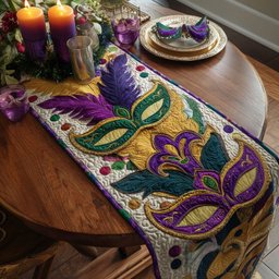 Royal Feather Fantasy Table Runner - Made to Order TABLE928
