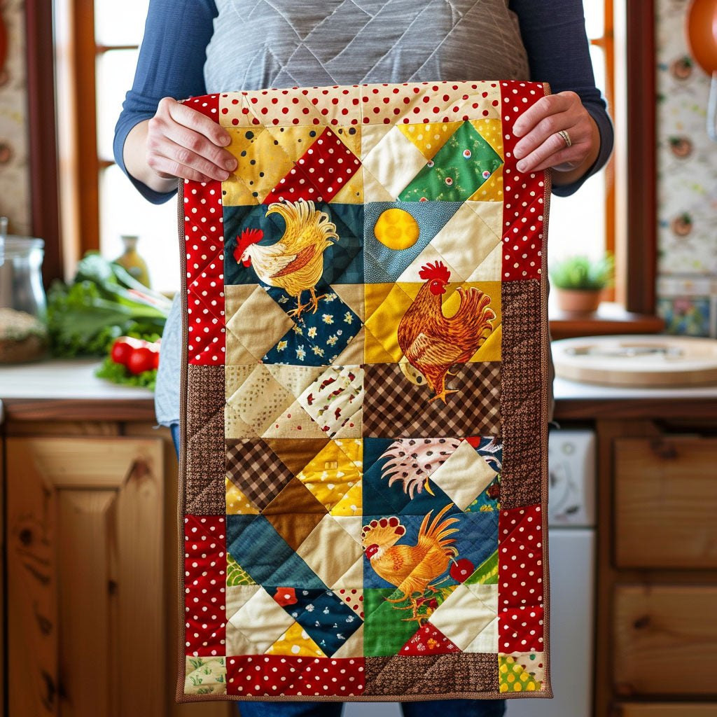 Rooster Patchwork Blocks Table Runner - Made to Order TABLE928