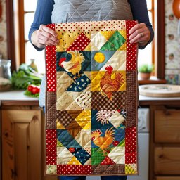 Rooster Patchwork Blocks Table Runner - Made to Order TABLE928