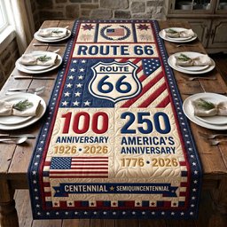 Route 66 Centennial and Semiquincentennial Table Runner - Made to Order TABLE928