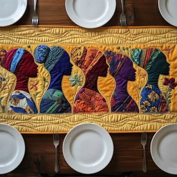 Rows of Women in Headscarves Table Runner - Made to Order TABLE928