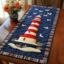 Red Striped Lighthouse Table Runner - Made to Order TABLE928
