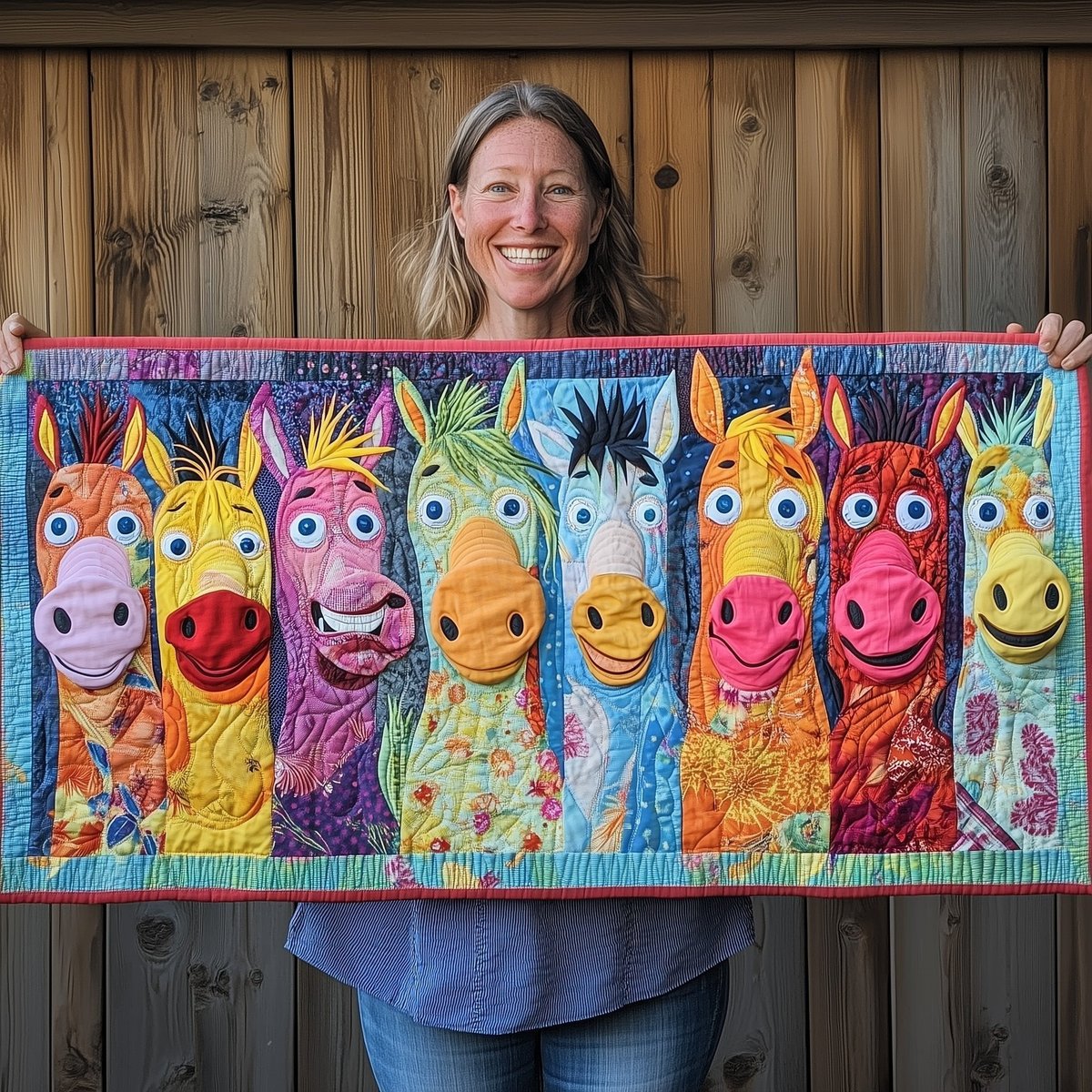 Row of Bright Horse Faces Table Runner - Made to Order TABLE928