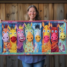 Row of Bright Horse Faces Table Runner - Made to Order TABLE928