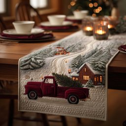 Red Truck Hauling a Tree Table Runner - Made to Order TABLE928