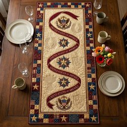 Red Ribbon Swirl with Star Blocks Table Runner - Made to Order TABLE928