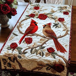 Rose Cardinals Table Runner - Made to Order TABLE928