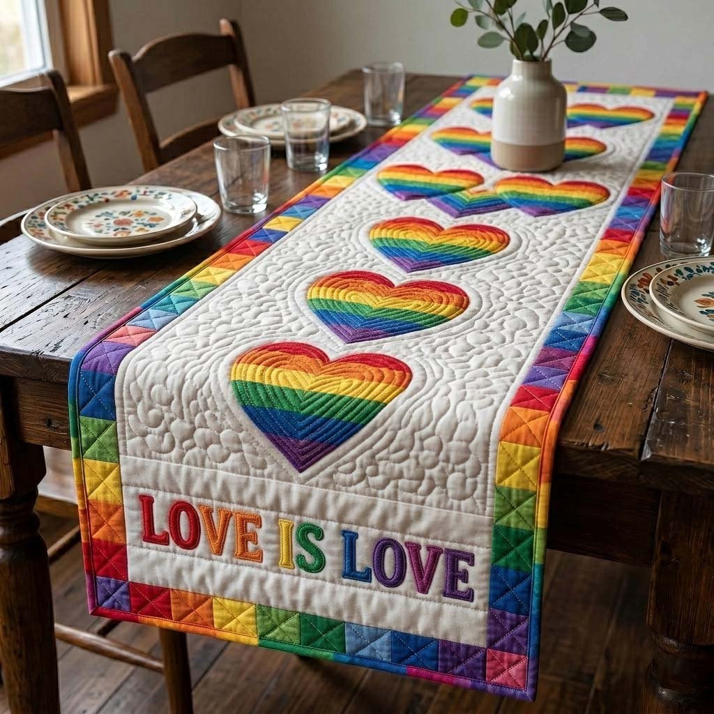 Rainbow Love Table Runner - Made to Order TABLE928