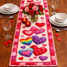 Rainbow Heart Parade Table Runner - Made to Order TABLE928