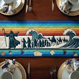Rainbow Stripes with Waves and Travelers Table Runner - Made to Order TABLE928