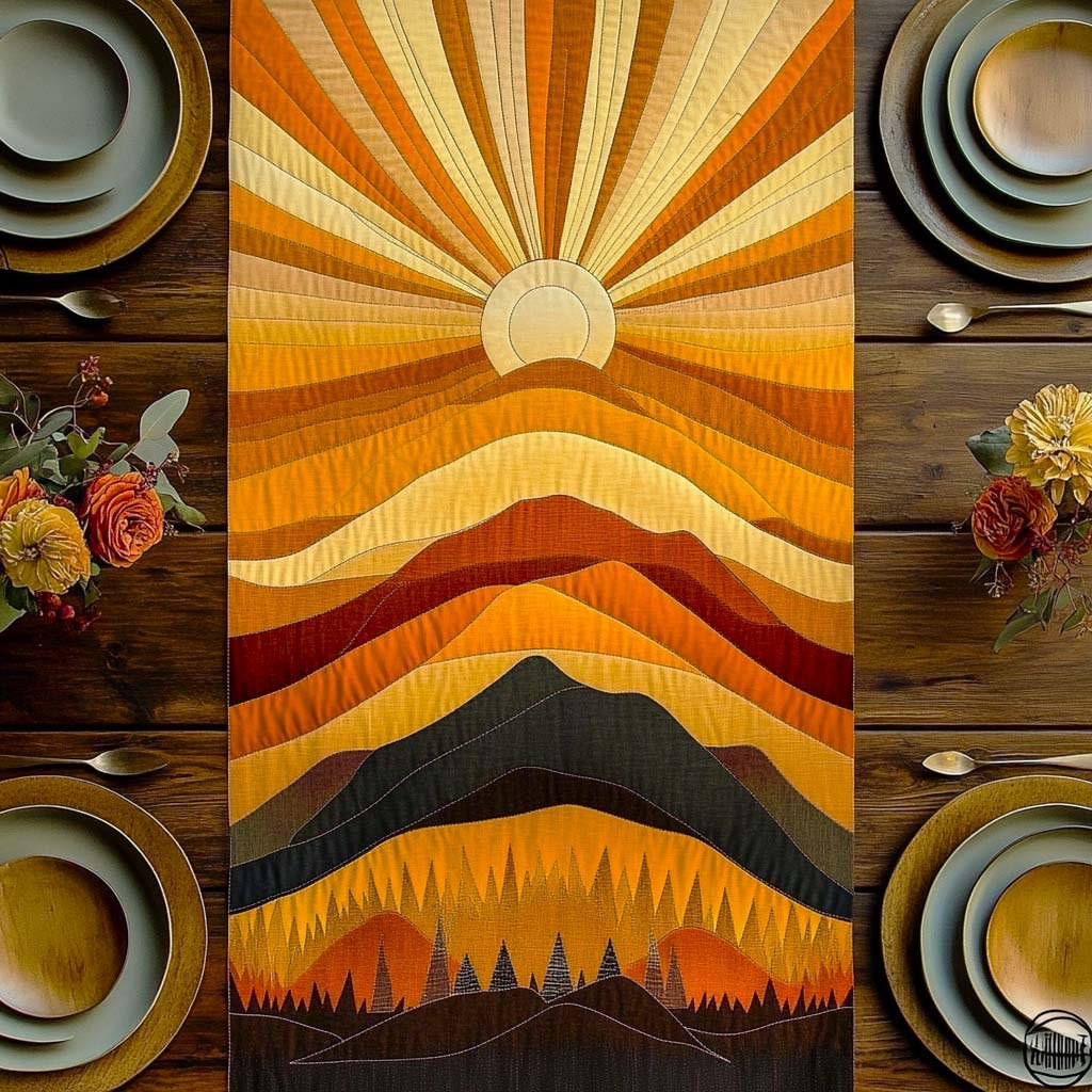 Radiant Peak Sunrise Table Runner - Made to Order TABLE928