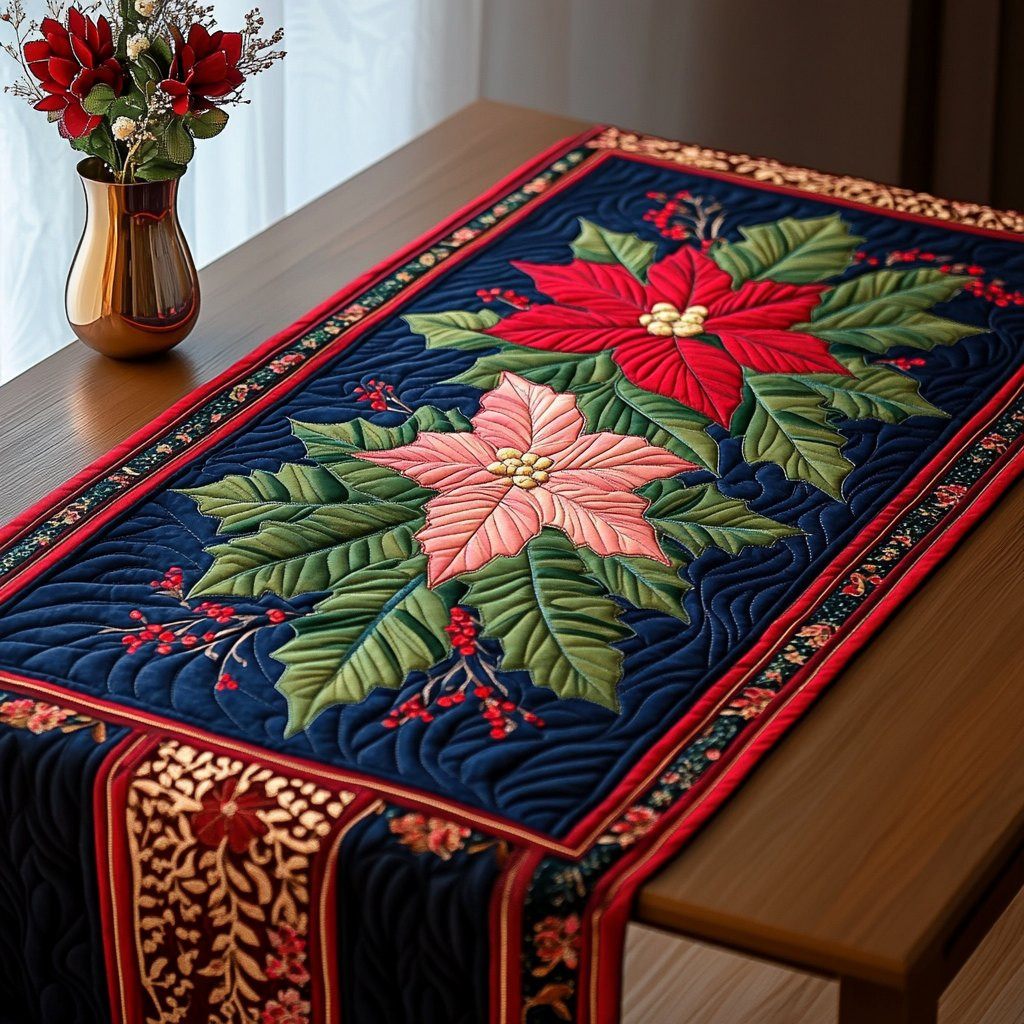 Radiant Poinsettia Blossom Table Runner - Made to Order TABLE928