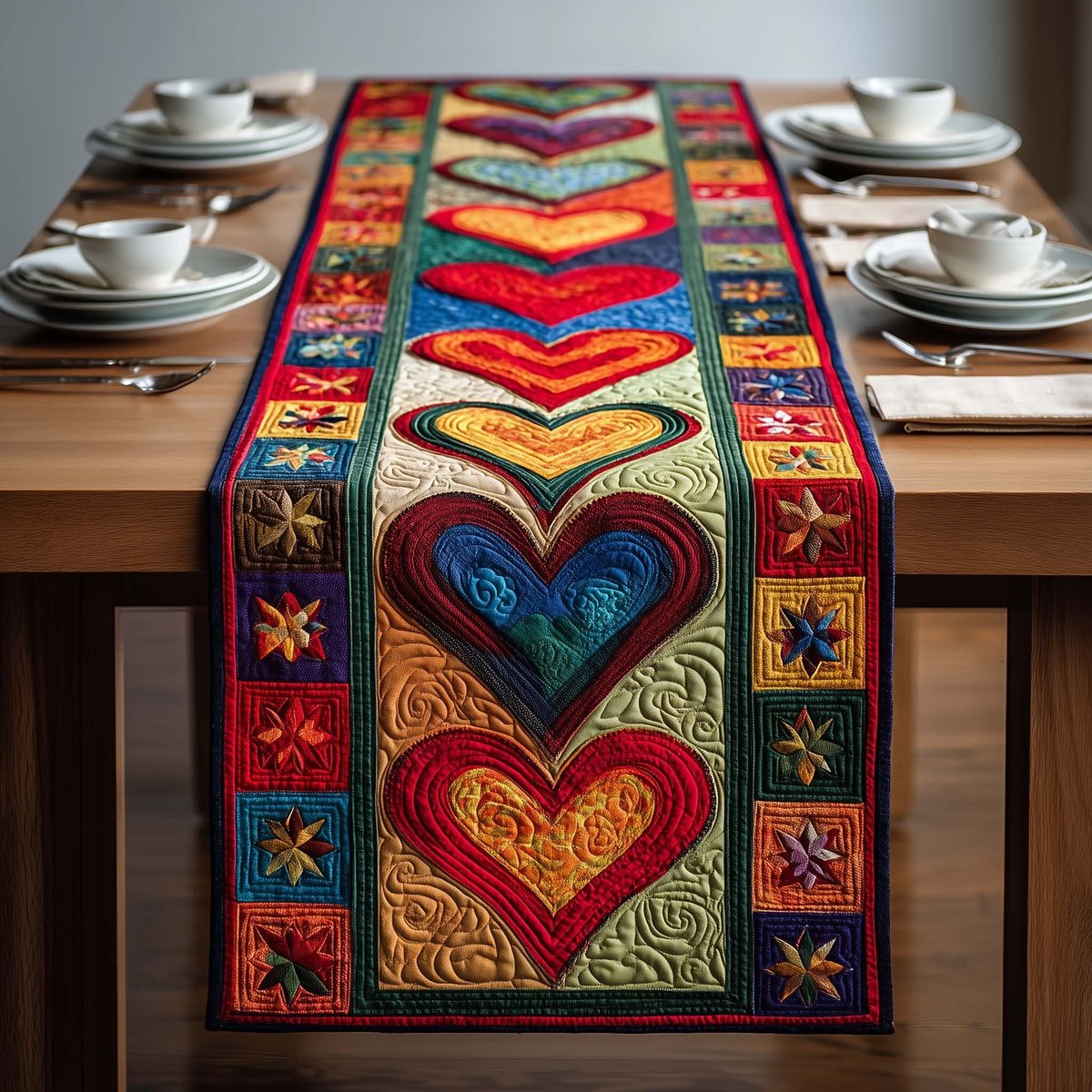 Rainbow Hearts Table Runner - Made to Order TABLE928