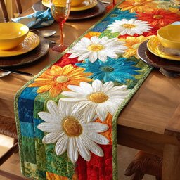 Rainbow Daisy Field Table Runner - Made to Order TABLE928