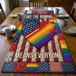 Rainbow Heart America Pride Table Runner - Made to Order TABLE928
