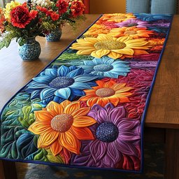 Rainbow Blooms Table Runner - Made to Order TABLE928