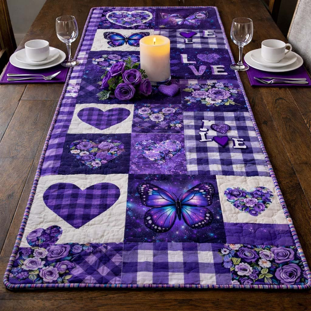 Purple Butterfly Love Table Runner - Made to Order TABLE928